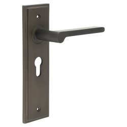 Burlington by Frelan Dark Bronze Fire Rated Euro Lock Door Handles - Fitzrovia - 200 x 55mm