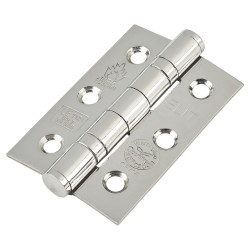 Twin Ball Bearing Grade 7 Butt Fire Door Hinge - 76 x 51 x 2mm - Polished Stainless Steel - Pair