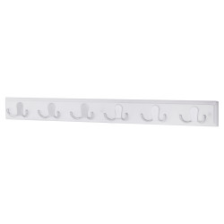 Altro Double Coat Hook Rail - 685 x 70 x 15mm - 6 Hooks - White Board with Polished Chrome Hooks