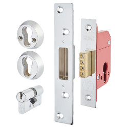 ERA Fortress BS3621:2007 Euro Profile Deadlock - 64mm Case - 44mm Backset - Polished Chrome