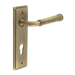 Burlington by Frelan Antique Brass Fire Rated DIN Euro Lock Door Handles - Highgate - 200 x 55mm