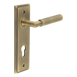 Burlington by Frelan Antique Brass Fire Rated DIN Euro Lock Door Handles - Piccadilly - 200 x 55mm