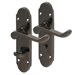 Touchpoint Black Nickel Victorian Summer Scroll Bathroom Door Handles - 168 x 40mm