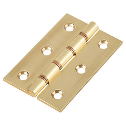 Double Phosphor Bronze Washered Butt Door Hinge - 75 x 50 x 2.5mm - Polished Brass - Pair