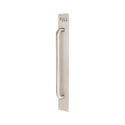 Altro D-Bar Door Pull Handle on Plate - PULL - Screw Fix - 625 x 80mm - Satin Stainless Steel