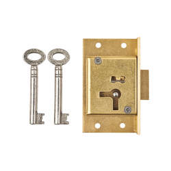 Cut Cupboard Lock - 63 x 38mm - Right Hand - Polished Brass