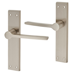 Altro Satin Nickel Latch Door Handles - Farley Range - 200 x 42mm
