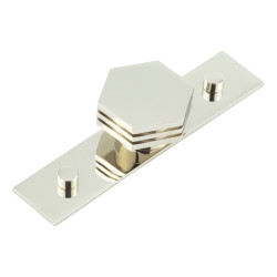 Hoxton by Frelan Nile Hex Cabinet Knob on Plain Backplate - 40mm Diameter - Polished Nickel
