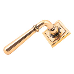 From The Anvil Polished Bronze Door Handles on Square Rose - Newbury Range