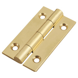 Solid Drawn Butt Cabinet Hinge - 38 x 22 x 1.45mm - Polished Brass - Pair