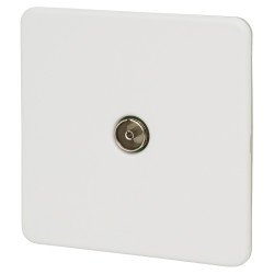 Knightsbridge 1 Gang Screwless Flat Plate Non Isolated TV Outlet - Matt White