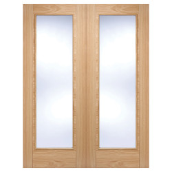 LPD Vancouver Clear Glazed Pre-Finished Internal French Doors - 1981 x 1524 x 40mm - Oak