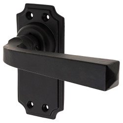 Olde Forge Smooth Black Latch Door - Short Plate - York Range - 102 x 48mm