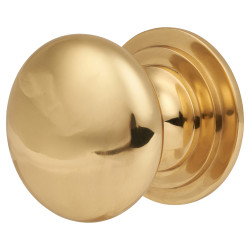 Altro Victorian Turned Round Cabinet Knob - 38mm Diameter - Polished Brass