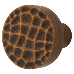 Hampstead Kendal Hammered Round Cabinet Knob - 28mm Diameter - Antique Brass