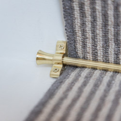 Altro Lines Stair Rod with Fluted Finials - 900mm Length - Satin Brass