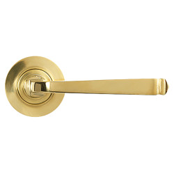 From The Anvil Polished Brass Door Handles on Round Rose - Avon Range