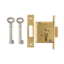 Cabinet Mortice Deadlock - 63 x 32mm - Right Hand - Polished Brass
