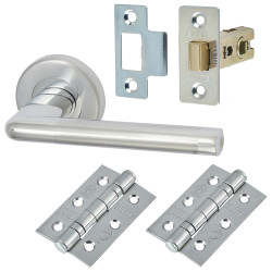 M Marcus Satin/Polished Chrome Latch Door Handles on Rose Pack - Lena Range