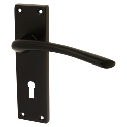 Touchpoint Matt Black Keyhole Lock Door Handles - Rimini Range - 151 x 42mm