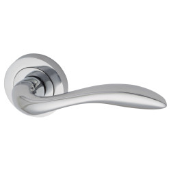 Altro Polished Chrome Door Handles on Round Rose - Sussex Range