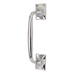 Traditional Heavy Cast Offset Door Pull Handle - Screw Fix - 250mm Centres - Polished Chrome