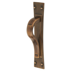 Altro Titan Georgian Latch Cabinet Pull Handle on Backplate - 64mm Centres - Antique Brass