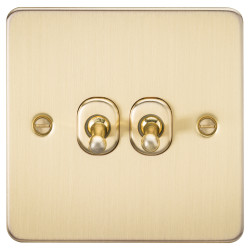 Knightsbridge 10AX 2 Gang 2 Way Flat Plate Toggle Light Switch - Brushed Brass
