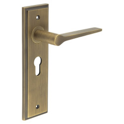 Burlington by Frelan Antique Brass Fire Rated Euro Lock Door Handles - Knightsbridge - 200 x 55mm