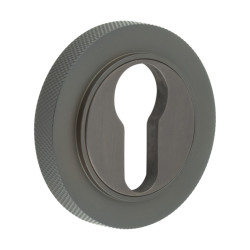 Burlington BUR61 by Frelan Escutcheon on Knurled Rose - 53mm Diameter - Euro - Dark Bronze