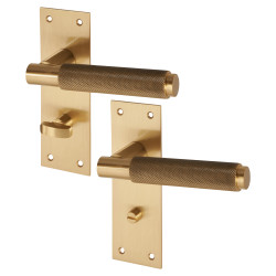 Serozzetta by Carlisle Brass Satin Brass Knurled Bathroom Door Handles - Varese Range - 130 x 55mm