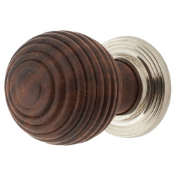 From The Anvil Beehive Ball Cabinet Knob - 38mm Diameter - Rosewood - Polished Nickel Rose