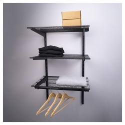 Altro Wardrobe Kit - 1 Bay & 3 x Ventilated Wire Shelf - Black