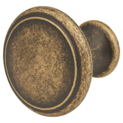Olde Forge Thorpe Round Cabinet Knob - 30mm Diameter - Antique Brass