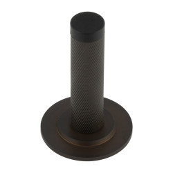 Burlington by Frelan Knurled Projection Door Stop on Stepped Rose - 76mm Projection - Dark Bronze
