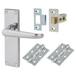 Touchpoint Polished Chrome Victorian Straight Latch Door Handles Pack