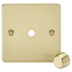 Knightsbridge 1 Gang Flat Plate Dimmer Plate with Metal Dimmer Cap - Brushed Brass