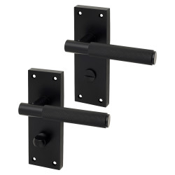 Altro Matt Black Knurled Bathroom Door Handles - Remi Range - 155 x 55mm