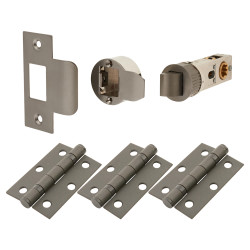 Jigtech Smartlatch Pack - 57mm Backset - 3 x Ball Bearing Hinges - Graphite Grey