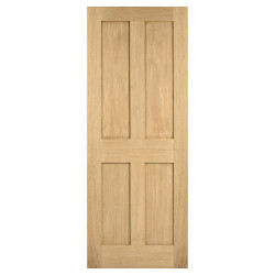 LPD London 4 Panel Unfinished Solid Internal FD30 Fire Door - 1981 x 838 x 44mm - Oak