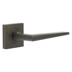 Burlington by Frelan Dark Bronze Fire Rated Door Handles on Square Plain Rose - Mayfair Range