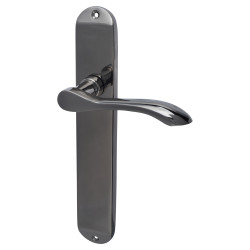 Hampstead Black Nickel Latch Door Handles - Long Plate - Altea Range - 240 x 40mm