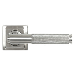 From The Anvil Satin Stainless Steel Knurled Door Handles on Square Rose - Brompton Range