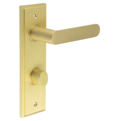 Burlington by Frelan Satin Brass Fire Rated DIN Bathroom Door Handles - Kensington - Inner 2 - 200 x 55mm