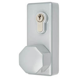 Arrone AR885K Outside Access Device with Cylinder - Octagonal Knob - Silver