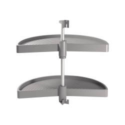 Emuca 1/2 Tray Carousel Set - Cabinet Width 900mm - Grey Plastic