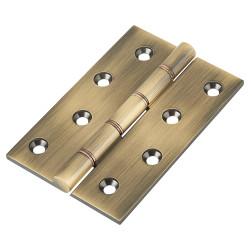 Double Phosphor Bronze Washered Butt Door Hinge - 100 x 67 x 3.5mm - Antique Brass - Pair