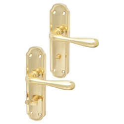 Hampstead Polished Brass Bathroom Door Handles - Genoa Range - 168 x 45mm