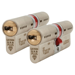 Ultion ALPS 3 Star PLUS Euro Double Cylinder - 45mm + 50mm - Satin Nickel/Brass - Keyed Alike - Pair