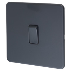 Knightsbridge 10AX 1 Gang Screwless Flat Plate Light Switch - Anthracite Grey